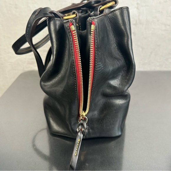 Dooney & Bourke Florentine Large Zip Barlow Leather Shoulder Handbag Black - Picture 7 of 16